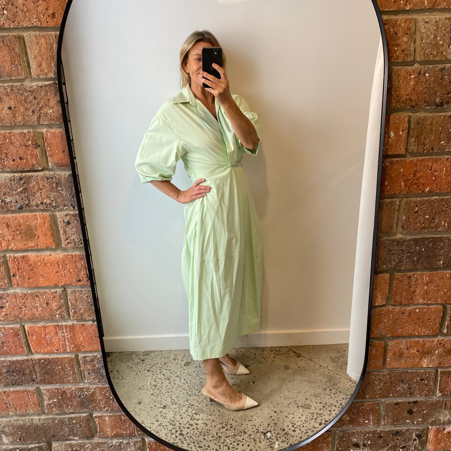 Camilla & Marc Kyra Cocoon Midi Dress in Sour Apple - Size 12