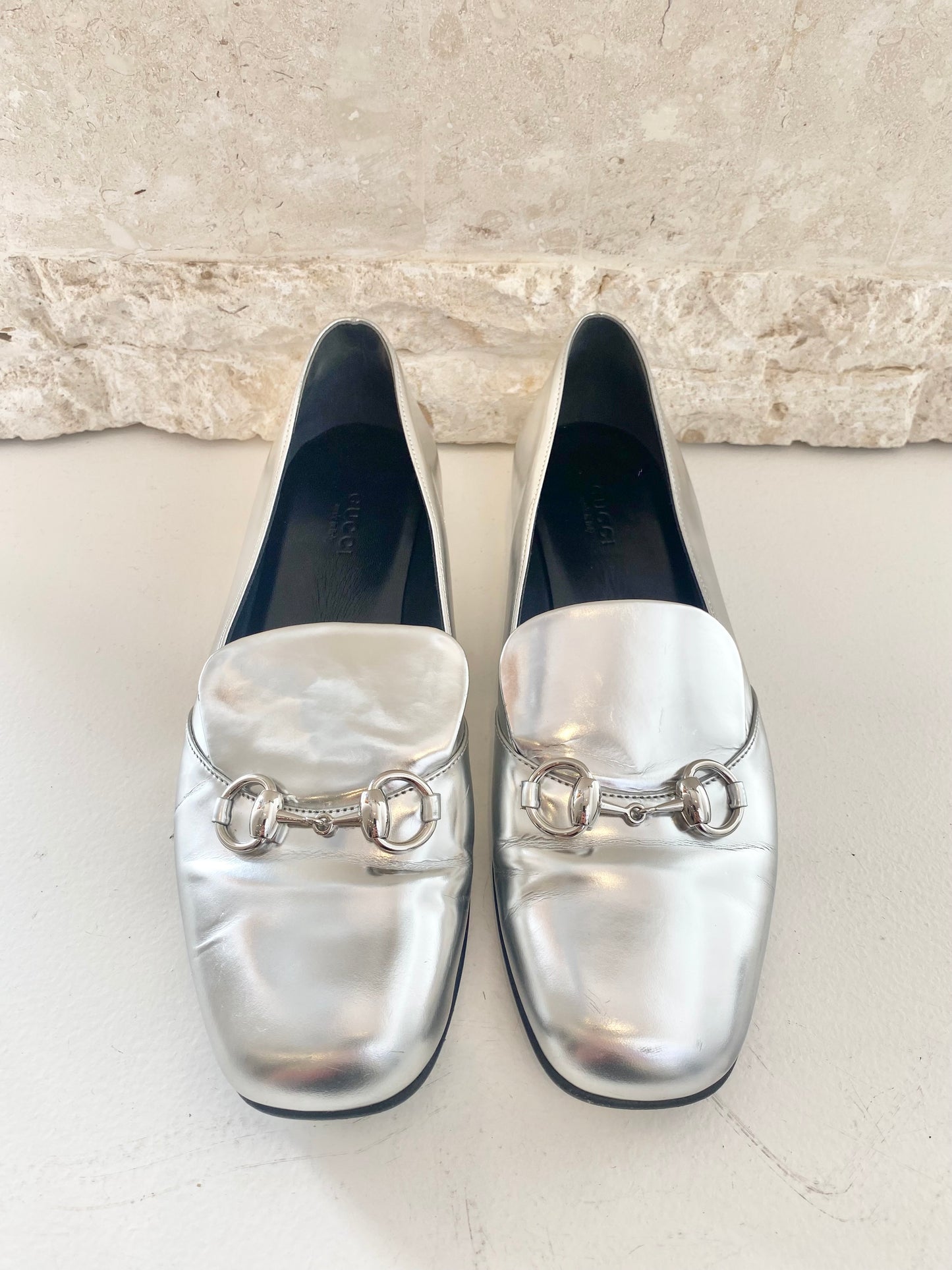 Gucci Jordaan Loafers (Silver) - Size 38
