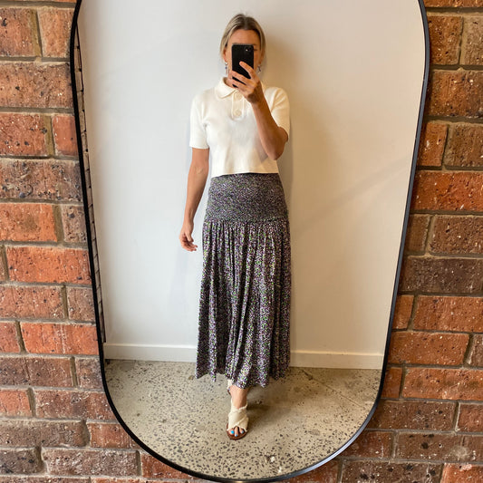 Ginger and Smart Black and Speckle Midi Skirt - Size 10