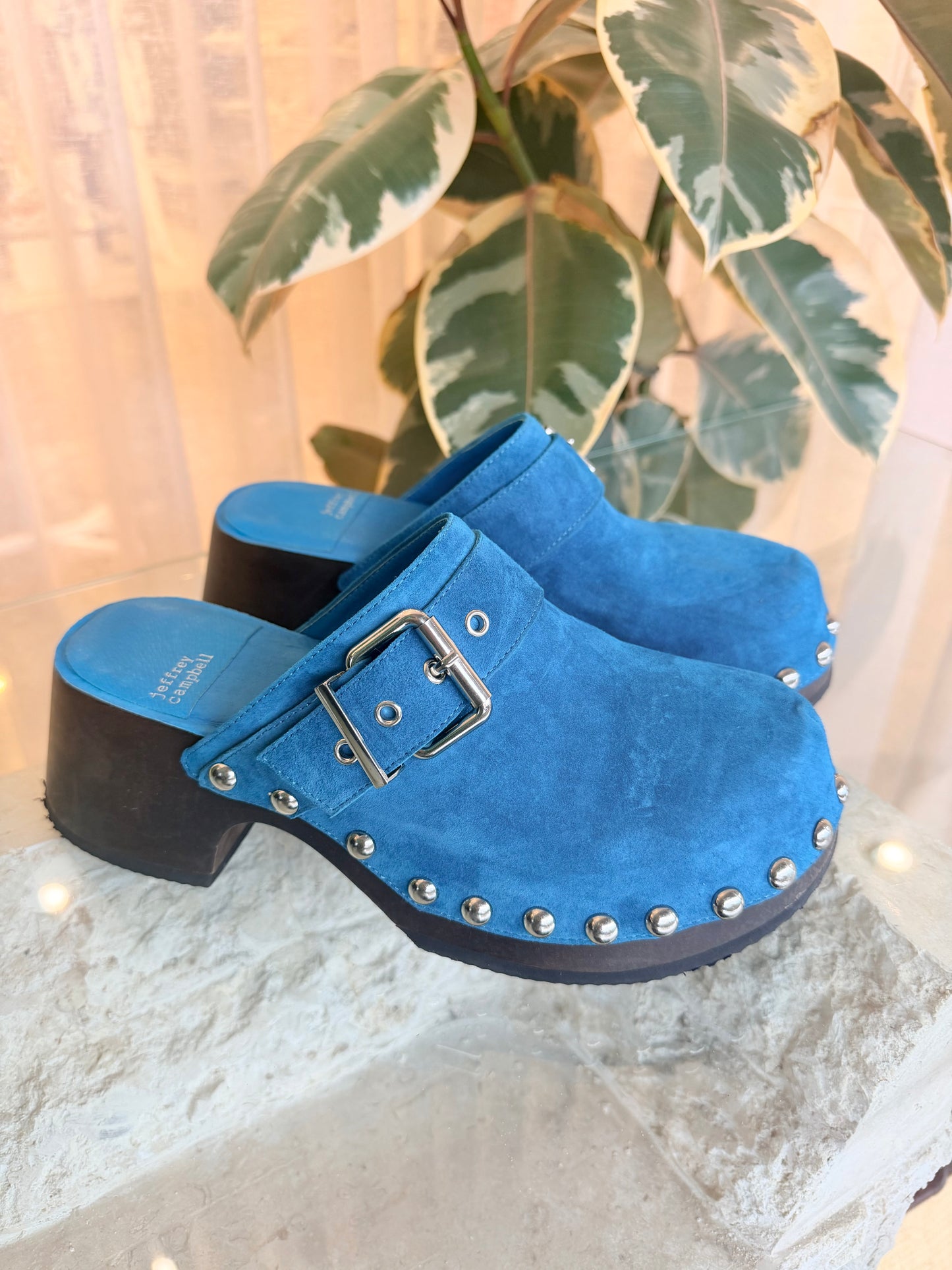 Jeffrey Campbell Blue Suede Clogs - Size 39