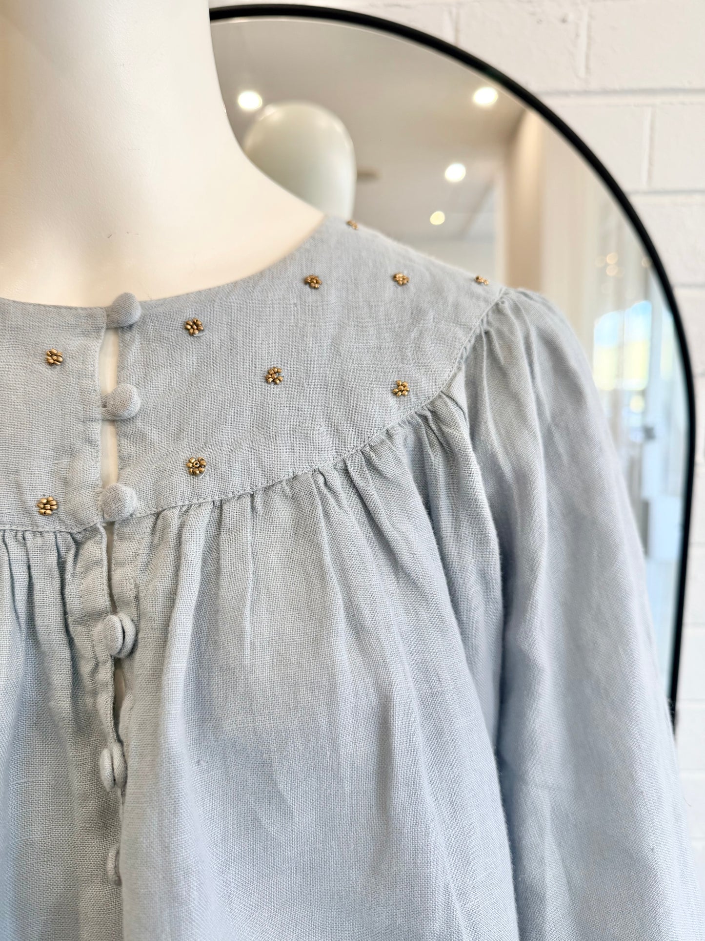 Humidity Lifestyle 'Baroque' Blouse in Misty Grey - Size S/M (10-12)