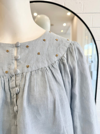 Humidity Lifestyle 'Baroque' Blouse in Misty Grey - Size S/M (10-12)