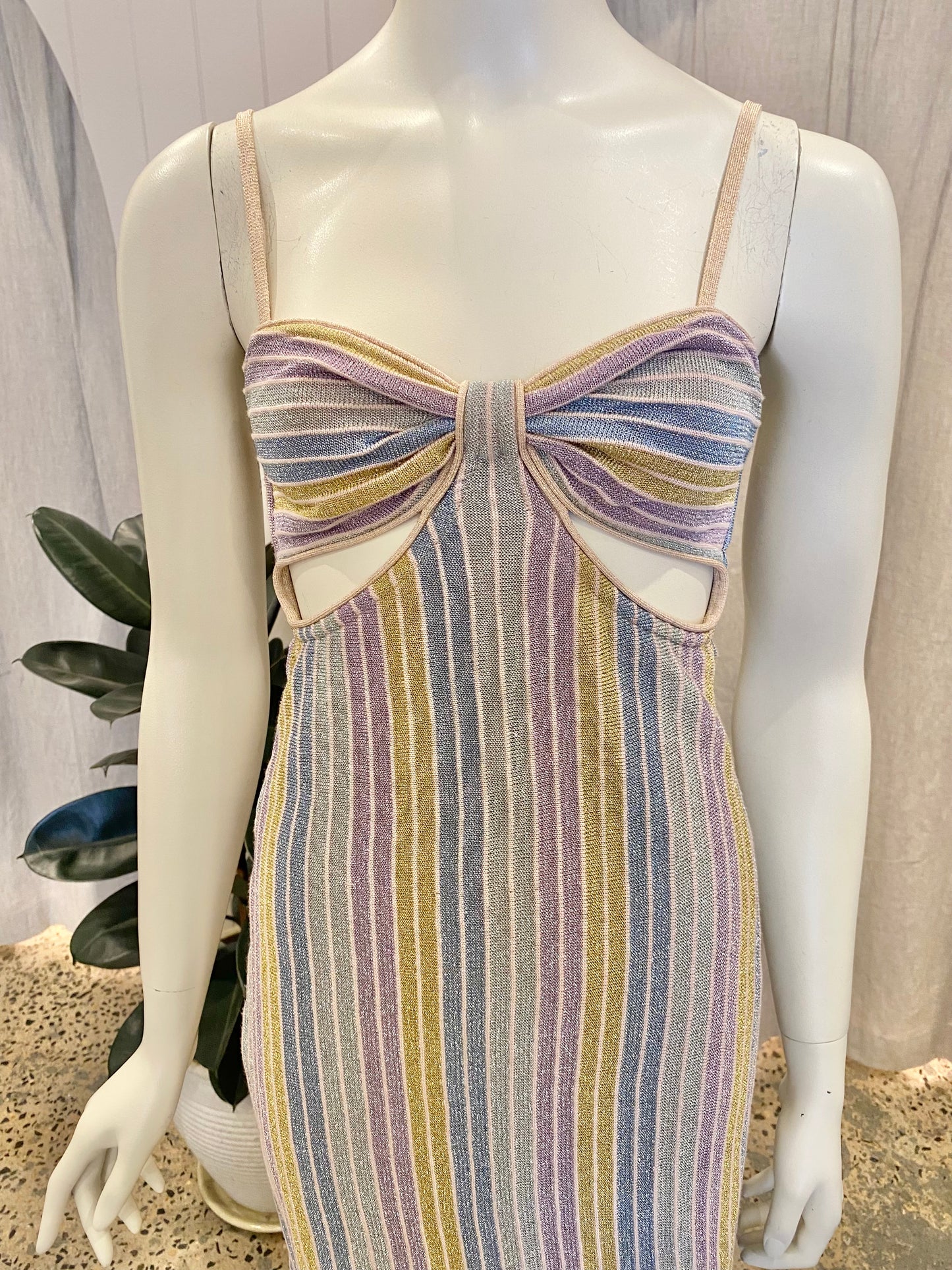 Suboo Elise Cutout Dress in Metalic Stripe - Size XS (6/8)