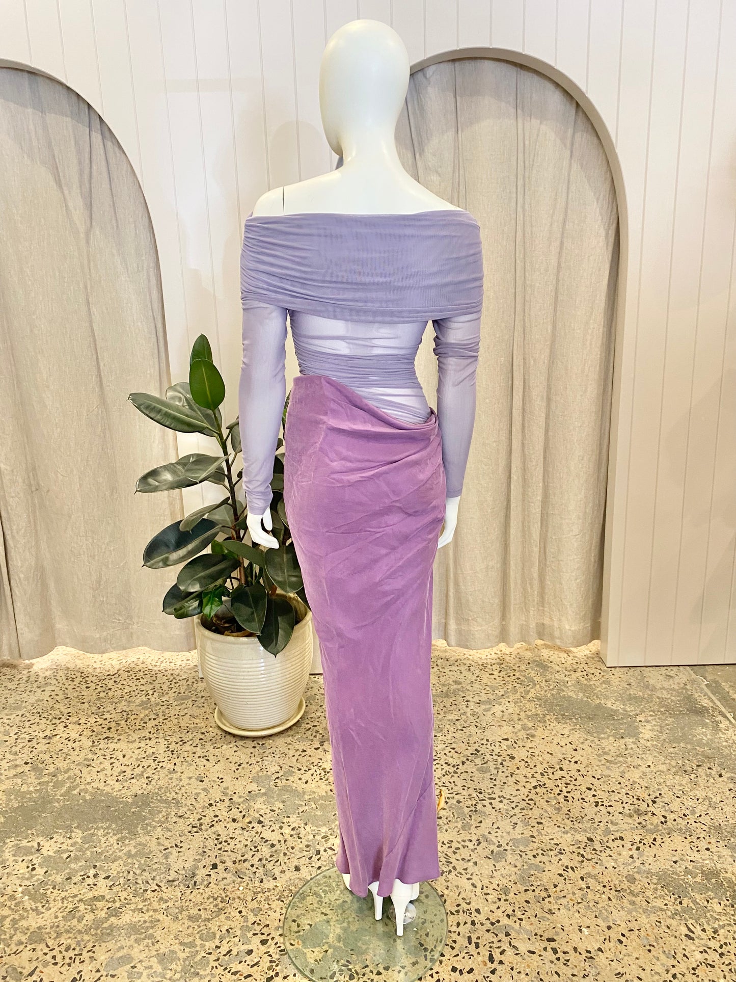 Benni Yasmin Off Shoulder Maxi Dress in Purple