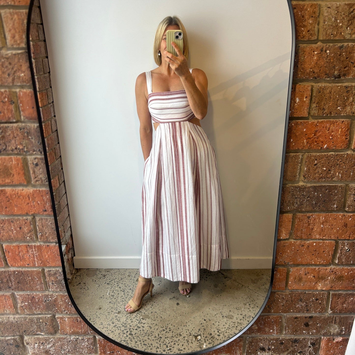 Shona Joy Erin Linen Maxi Dress in Raspberry - Size 10