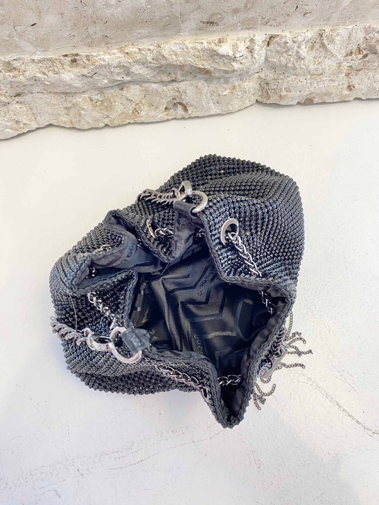 Olga Berg Crystal Pouch in Black