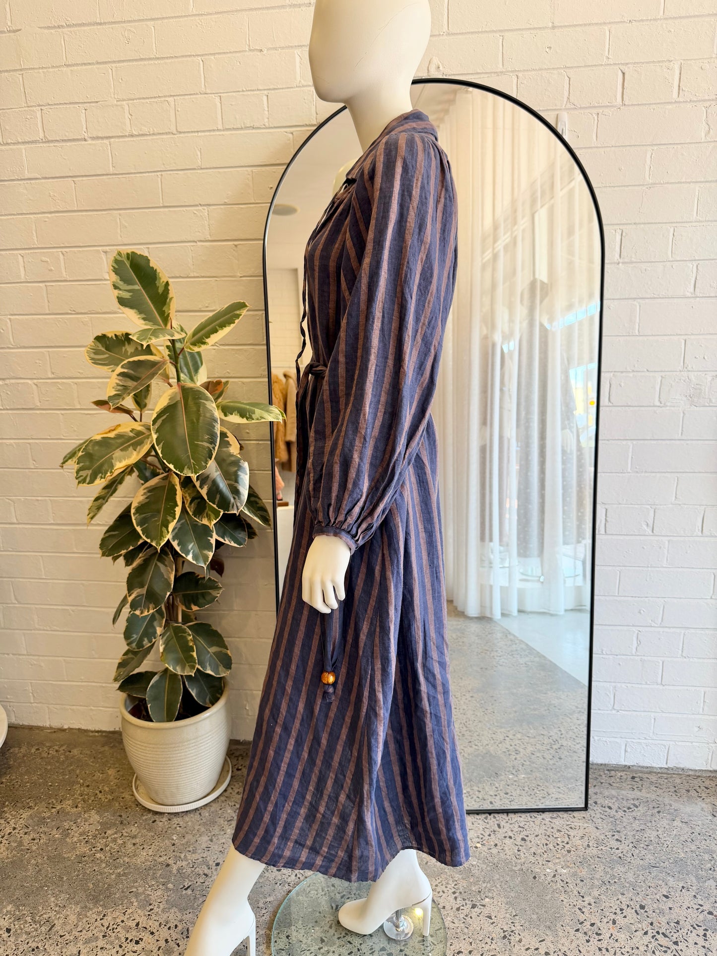 Amelius Navy Linen Estelle Tunic Midi Dress - Size M