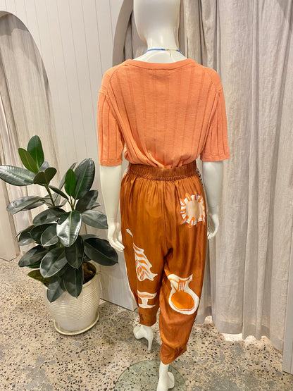 Alemais Soleil D'amour Tapered Silk Pant - Size 10