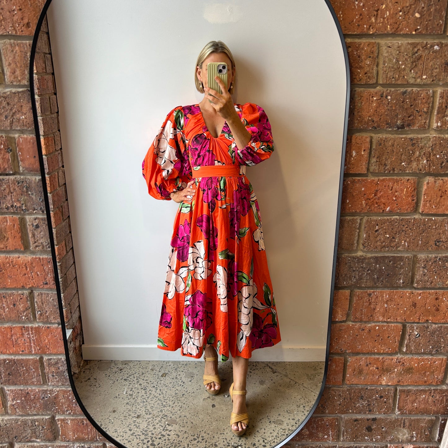 AJE Marlene Floral Midi Dress - Size 8