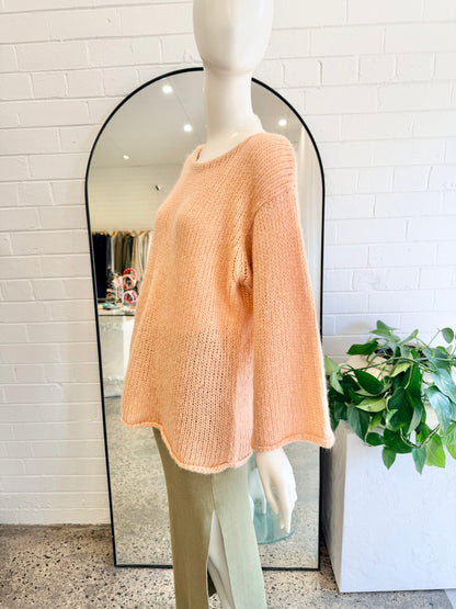 Gorman Oversized Mohair Blend Knit Sweater in Pink - Size 8