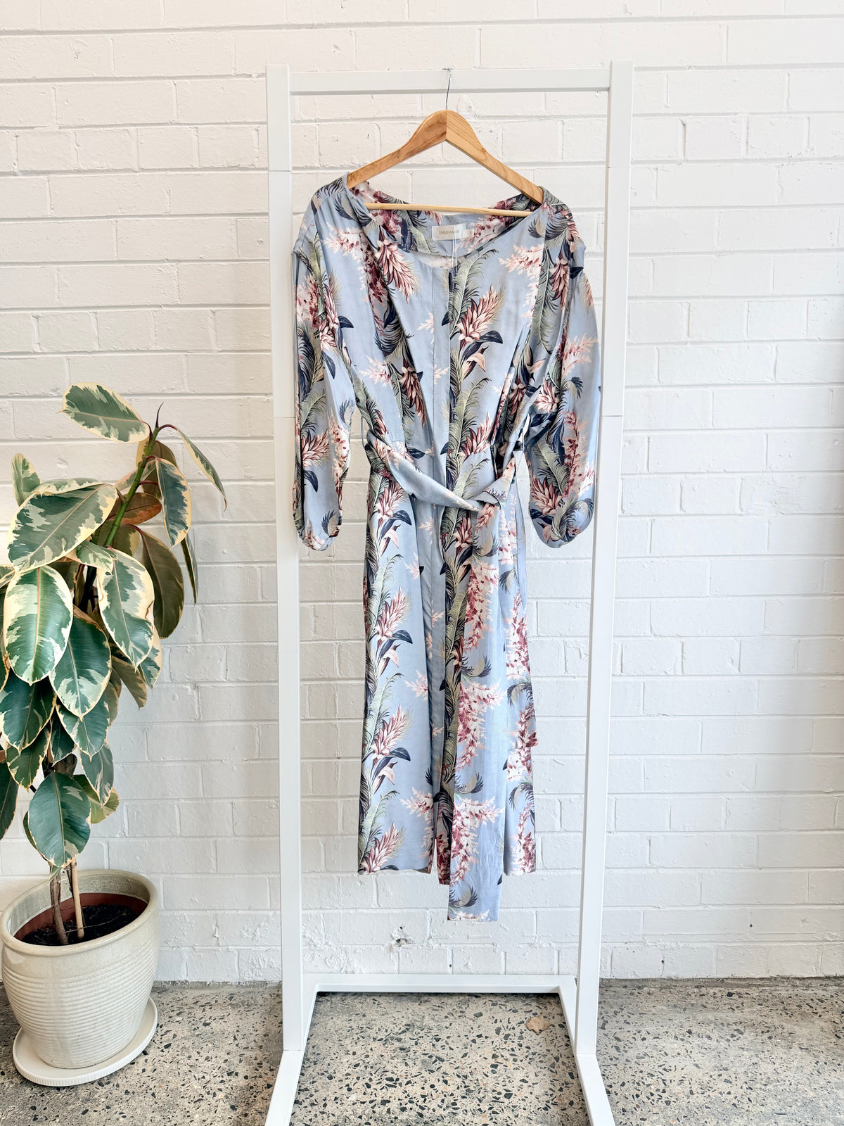 Zimmermann Floral Tie Front Midi Dress - Size 2 (10 - 12)