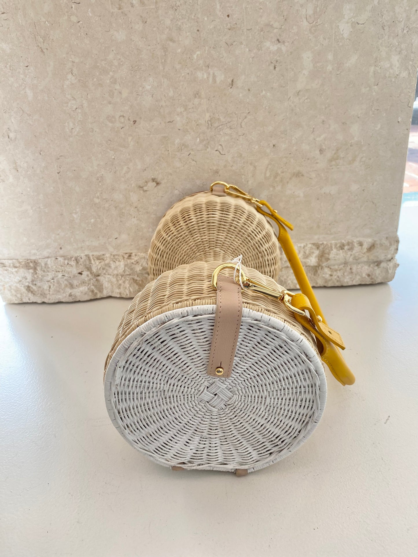 Lucy Folk Dumbbell Wicker Bag in Light Natural