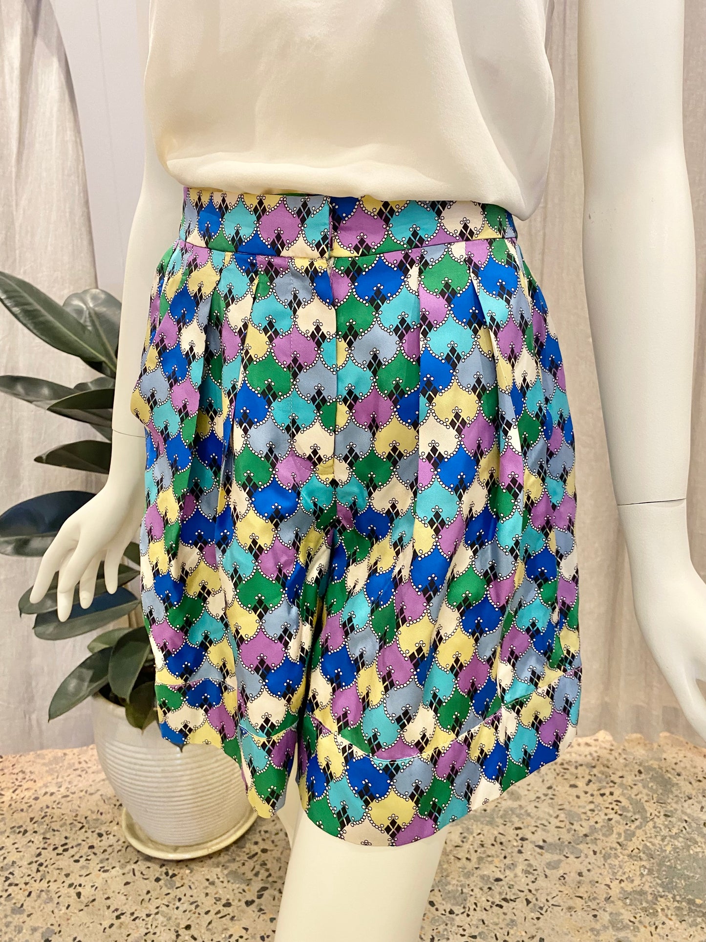 Scanlan Theodore Silk Print Shorts - Size 8