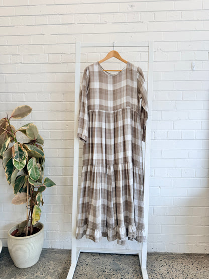Fabrik Gingham Tiered Maxi Dress - Size 14