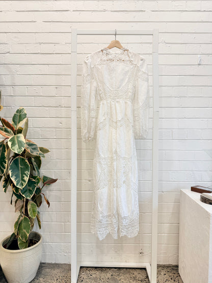 Zimmermann White Bonita Crochet Paneled Dress - Size 2 (8 - 10)