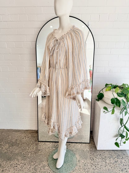 Zimmermann Meridian Flared Frill Midi Dress - Size 1 (8, oversized, up to 12)
