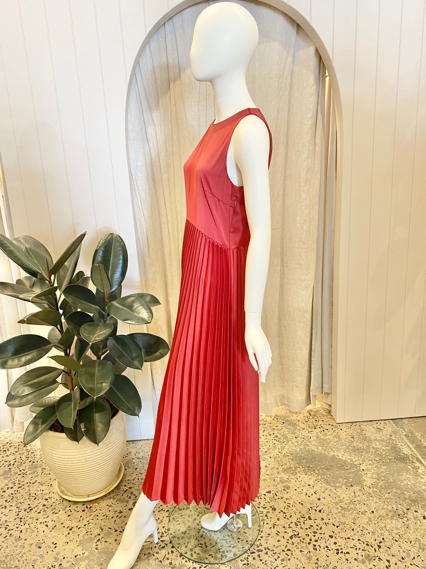 Massimo Dutti Pleated Midi Dress - Size 10