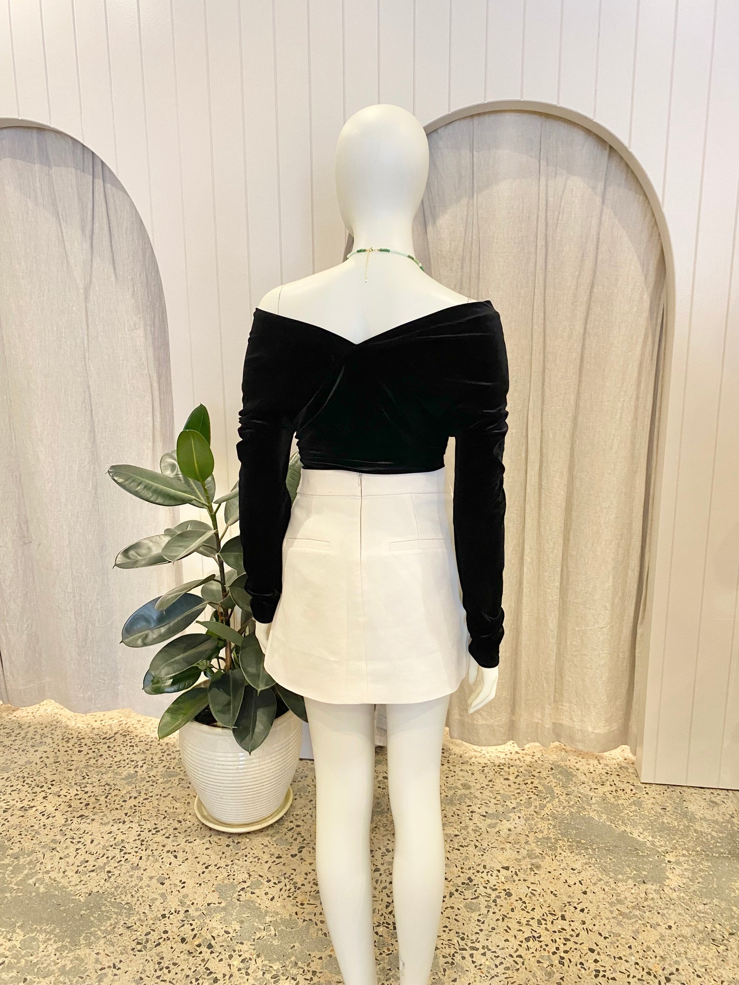 Country Road Black Velvet Bodysuit - Size S