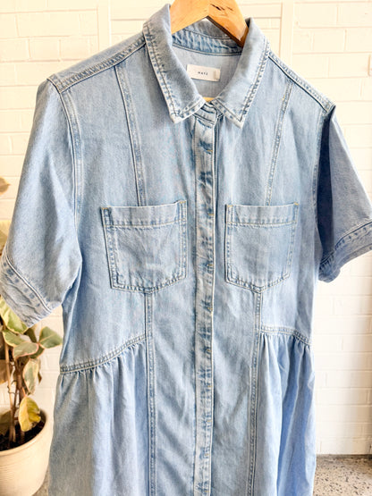 MAYE Montana Denim Shirtdres in Light Blue - Size L (12-14)