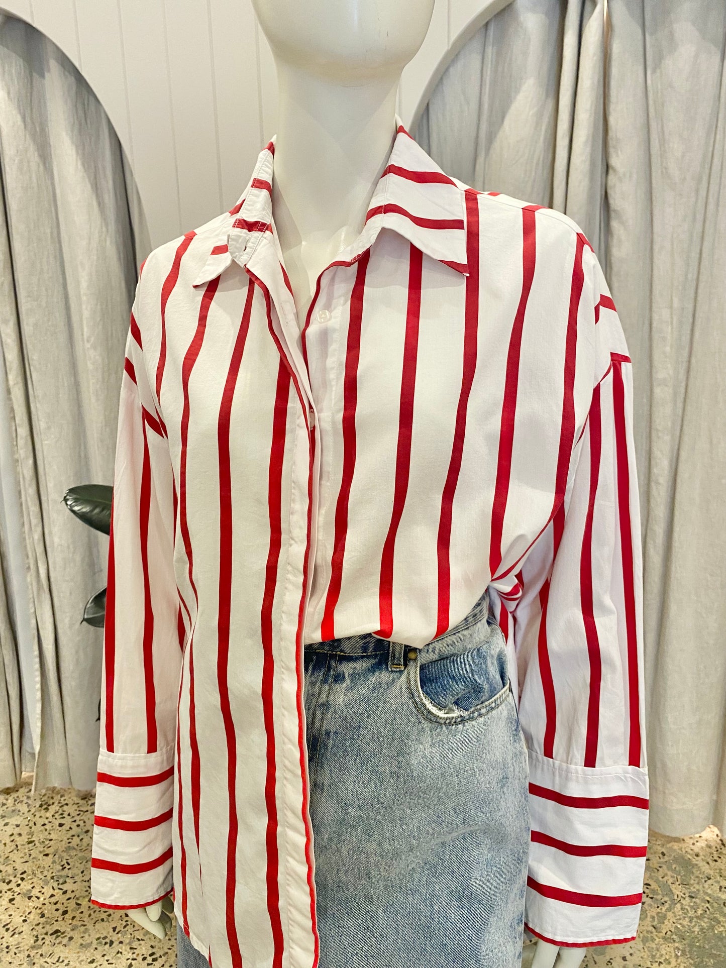 Elce Swin 'Reverie' Shirt in Red/White Stripe - Size 8-10