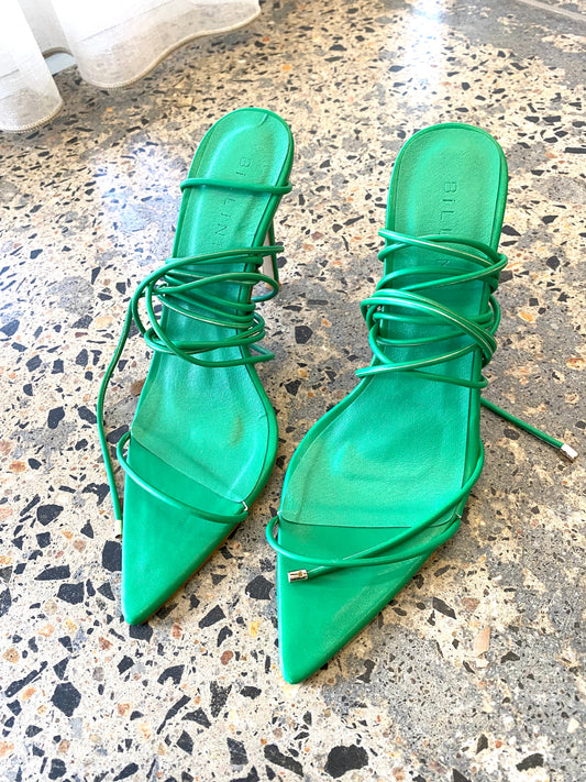 Billini x Rozalia Lace Up Heels in Green - Size 38