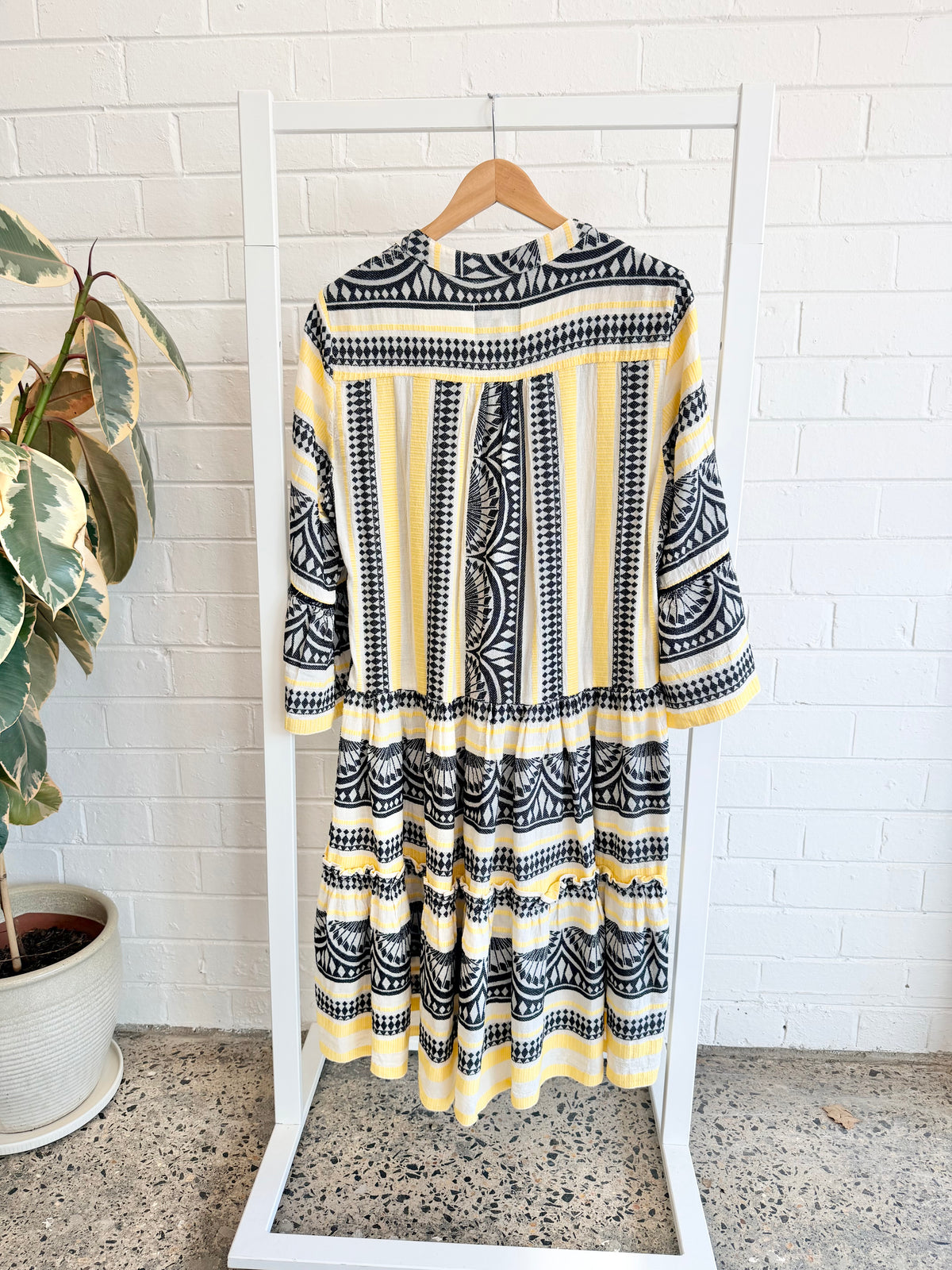 Pearl and Caviar Yellow Tino's Midi Dress - Size S/M (10 - 12)