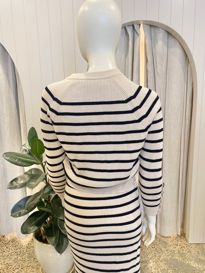 Sezane 'Sami' Striped Knit Jumper in Navy/Ecru - Size Small (8)