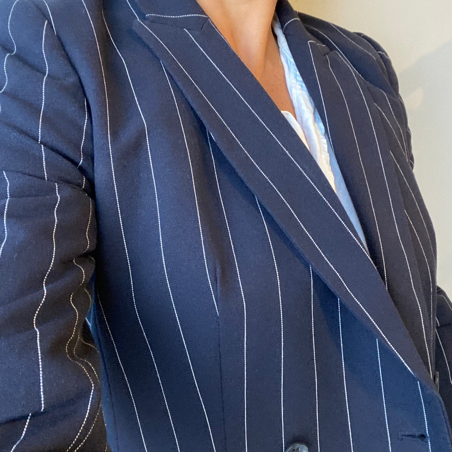 Country Road Navy Pinstripe Blazer - Size 8