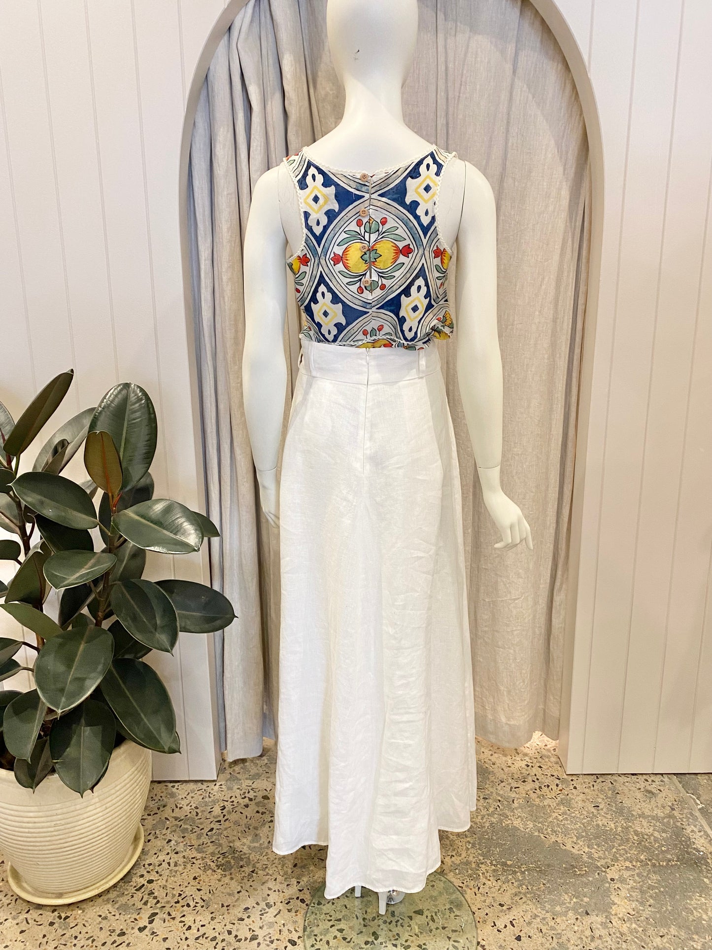 Zimmermann Linen Maxi Skirt in White - Size 2 (12)