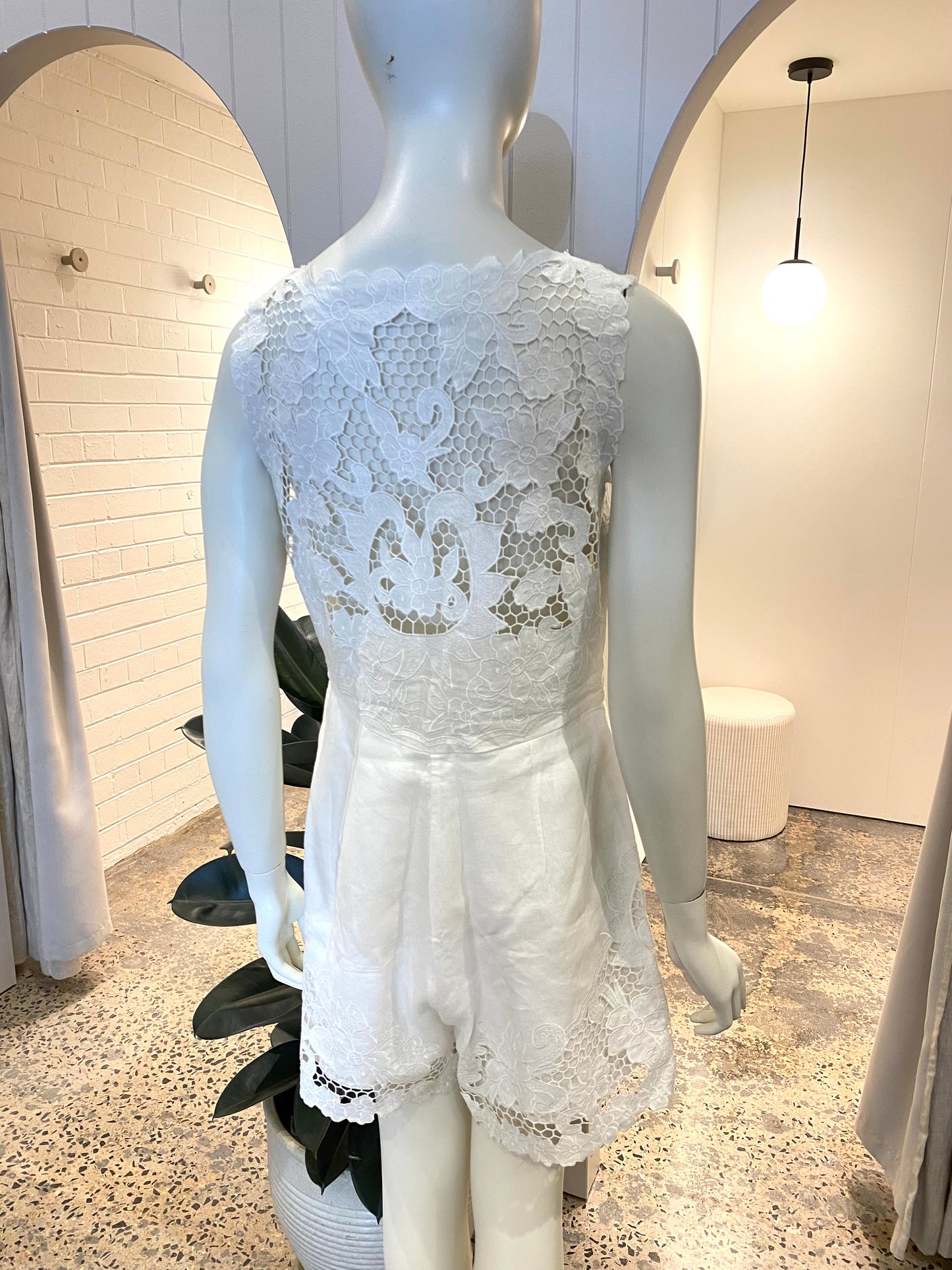 Zimmermann Trinity Scallop Playsuit in White - Size 2 (12)