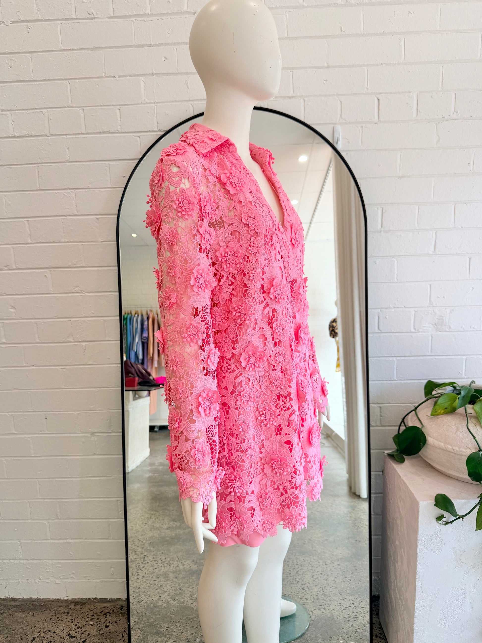 Leo Lin Acacia Lace Shirt Mini Dress - Size 10 - Pre-Loved Geelong