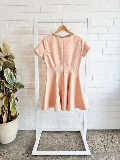 Miu Miu Woven Crystal Embelished Mini Dress in Pink - Size 38 (au10)