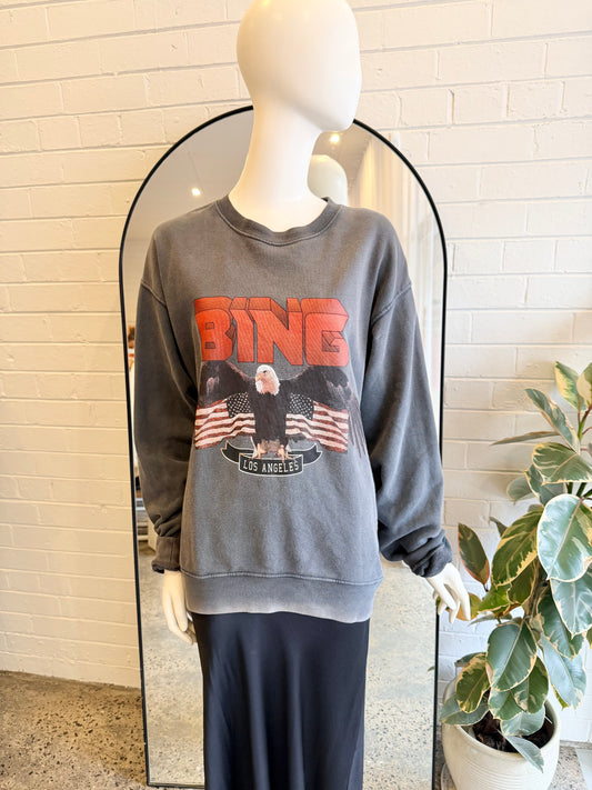 Anine Bing Vintage Wash Eagle Sweater - Size L (8-12)