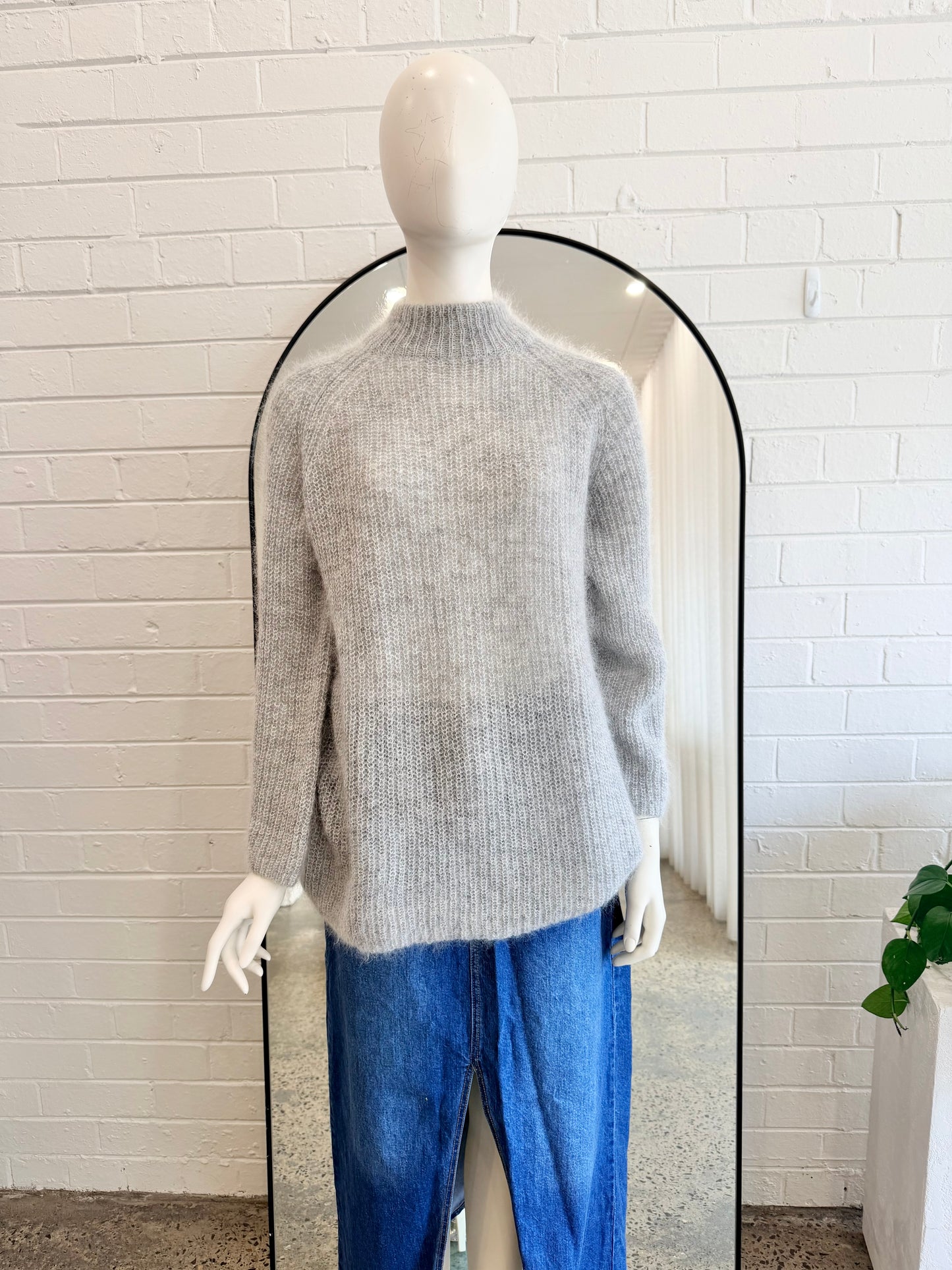 Cos Grey Mohair Blend Knit Jumper - Size S (10)