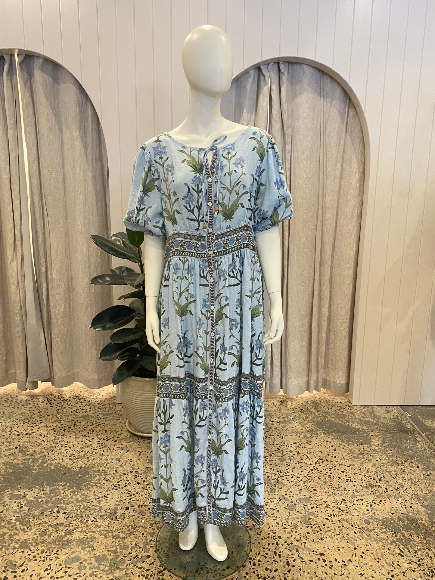 Hannah Artwear Linen Maxi Dress - Size 3 (14/16)