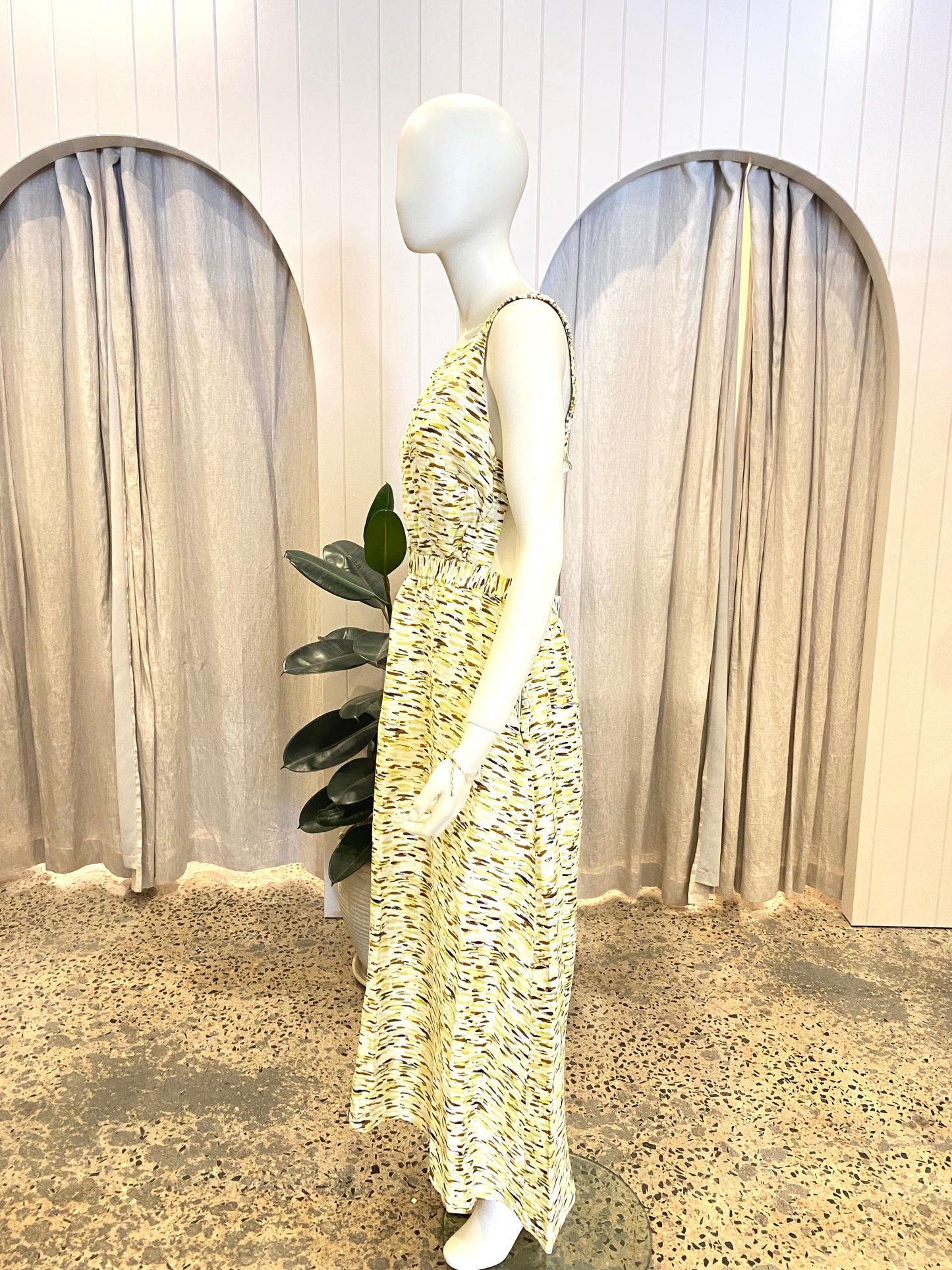 Elka Collective Mari Midi Dress in Citrus Print — Size 8