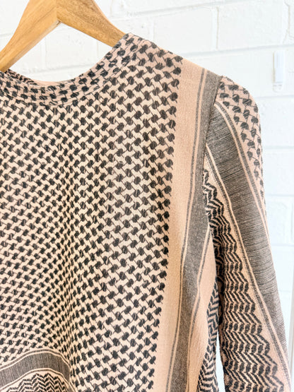 Cecilie Copenhagen O Long Sleeve Top in Black/Tannin - One Size (8-12)