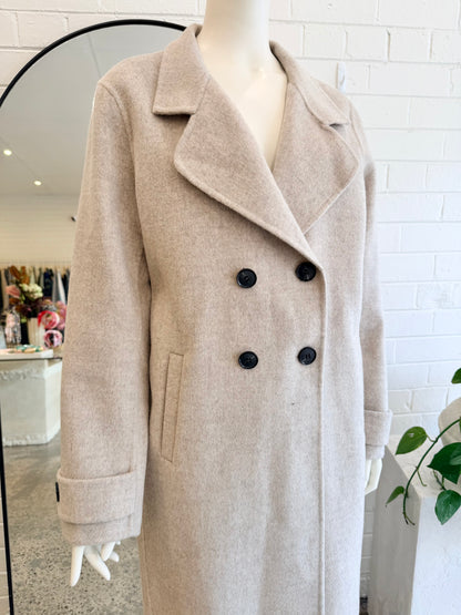 Ella Sanders Stone Adele Wool Coat - Size L (12 - 14)