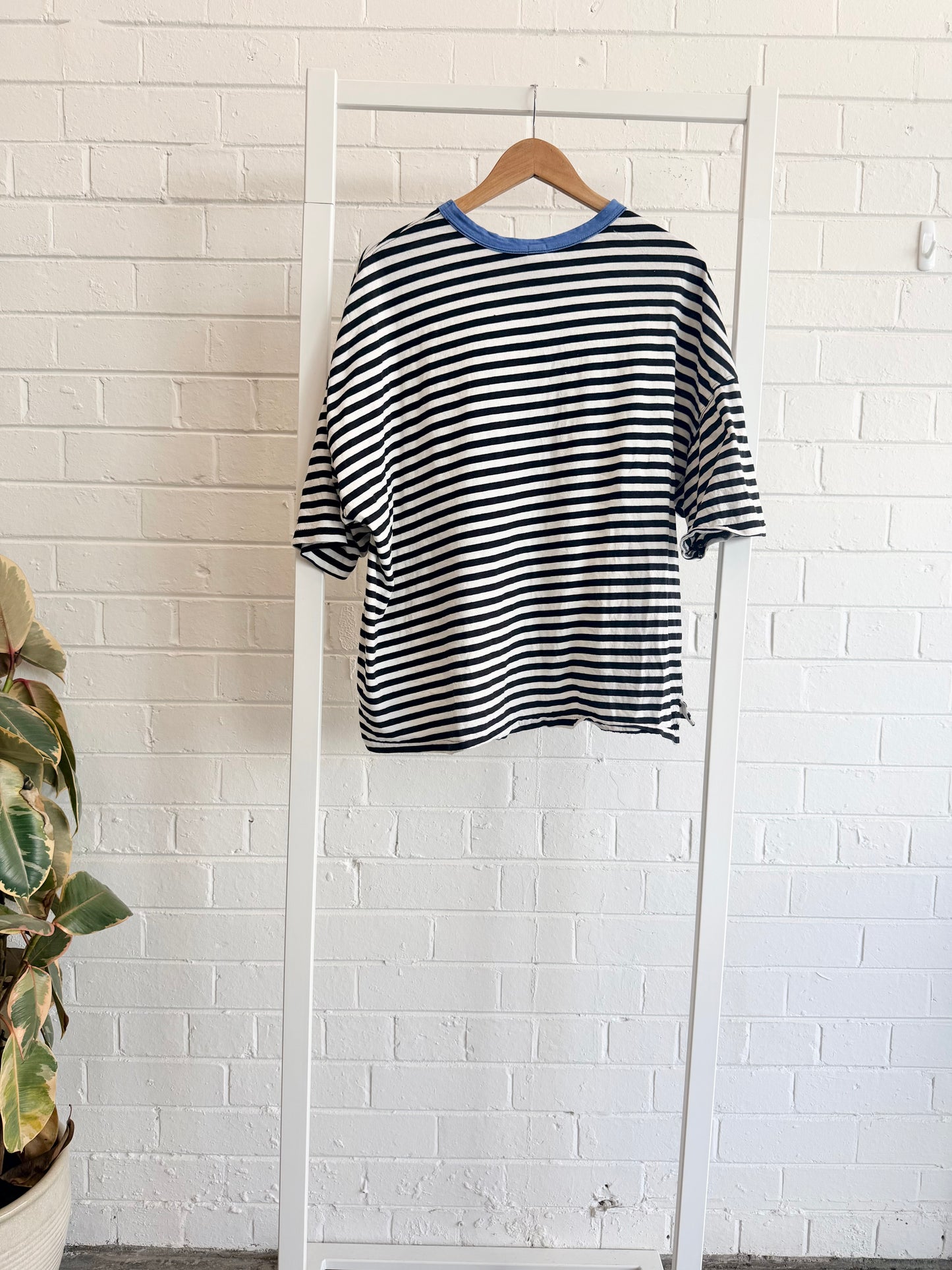Bassike Stripe Slouchy Tee in Black/White - Size M (12)