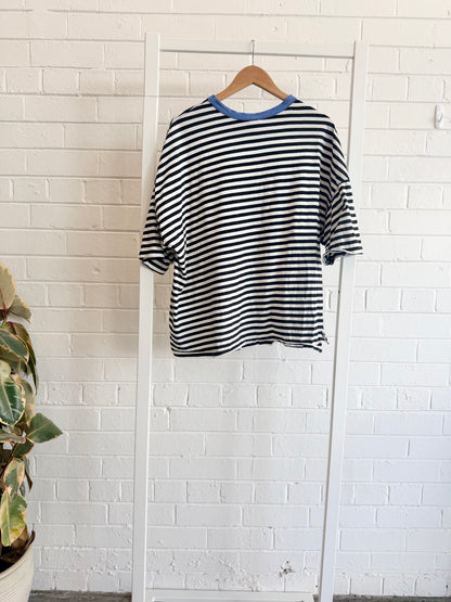 Bassike Stripe Slouchy Tee in Black/White - Size M (12)