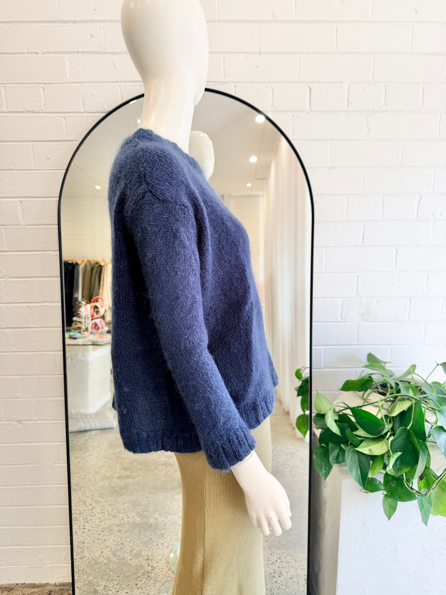 Gorman Mohair Knit Sweater in Navy - Size 8