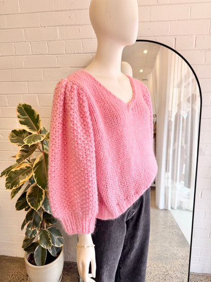 Dawn X Dare 'Faye" Chunky Knit Jumper in Pink - Size Medium (10-12)