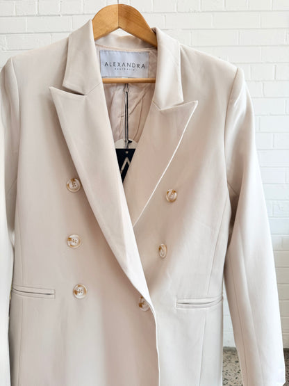 Alexandra Beige Macadamia Oversized Blazer - Size S (10 - 12)