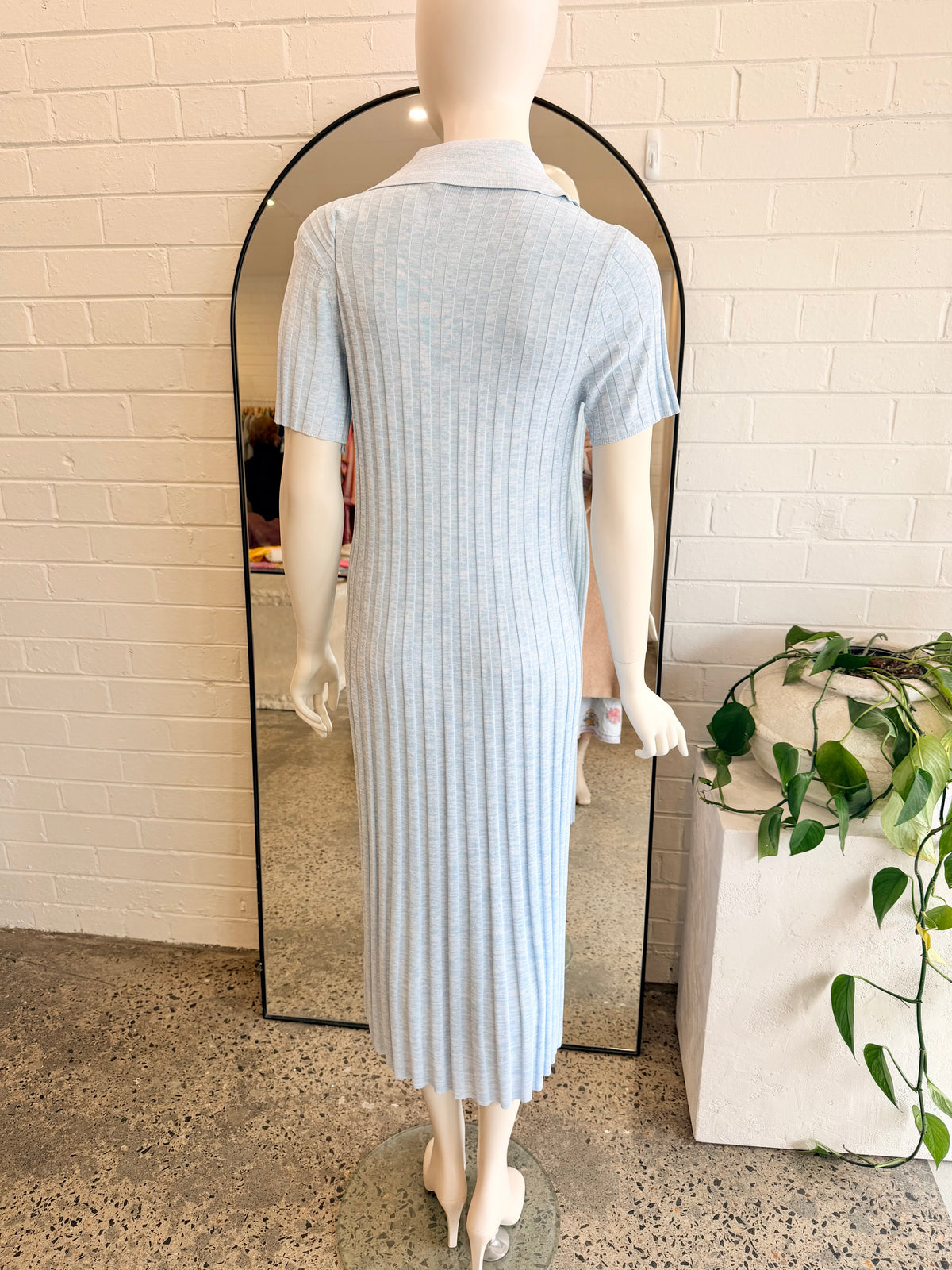 Scanlan Theodore Blue Pleated Rib Placket Dress - Size S (10)