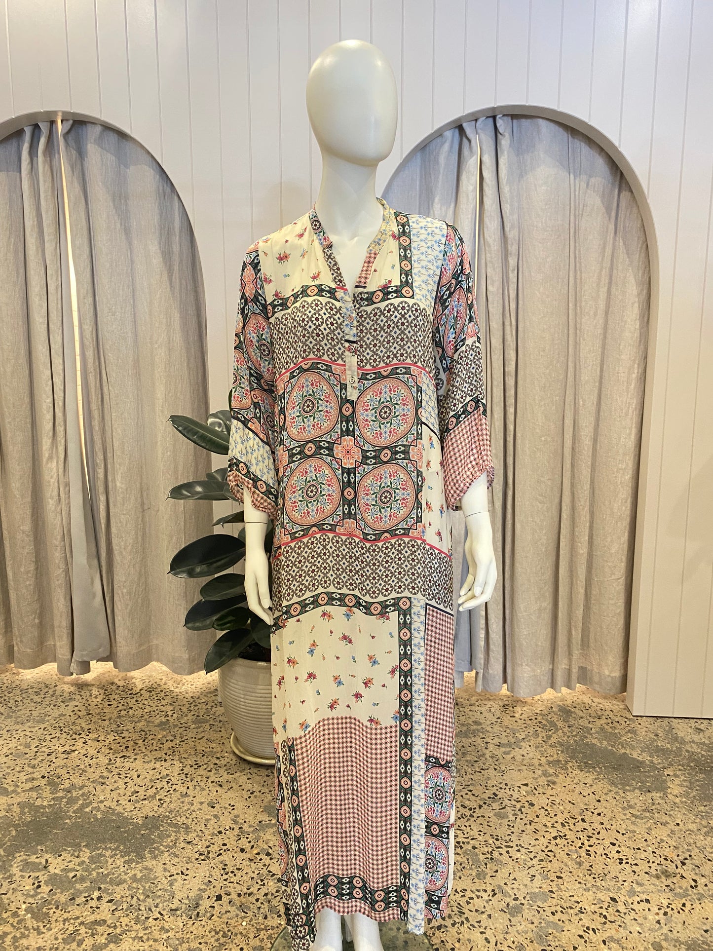 Johnny Was Iris Silk Kaftan Dress - Size M (10/12)