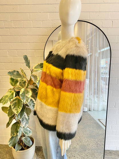 Zara Faux Fur Stripe Jacket - Size M (10-12)