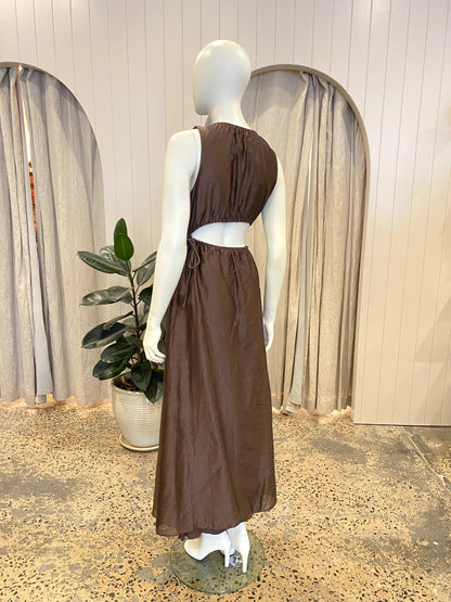 Sir The Label Brown Anje Midi Dress - Size 1 (8-10)