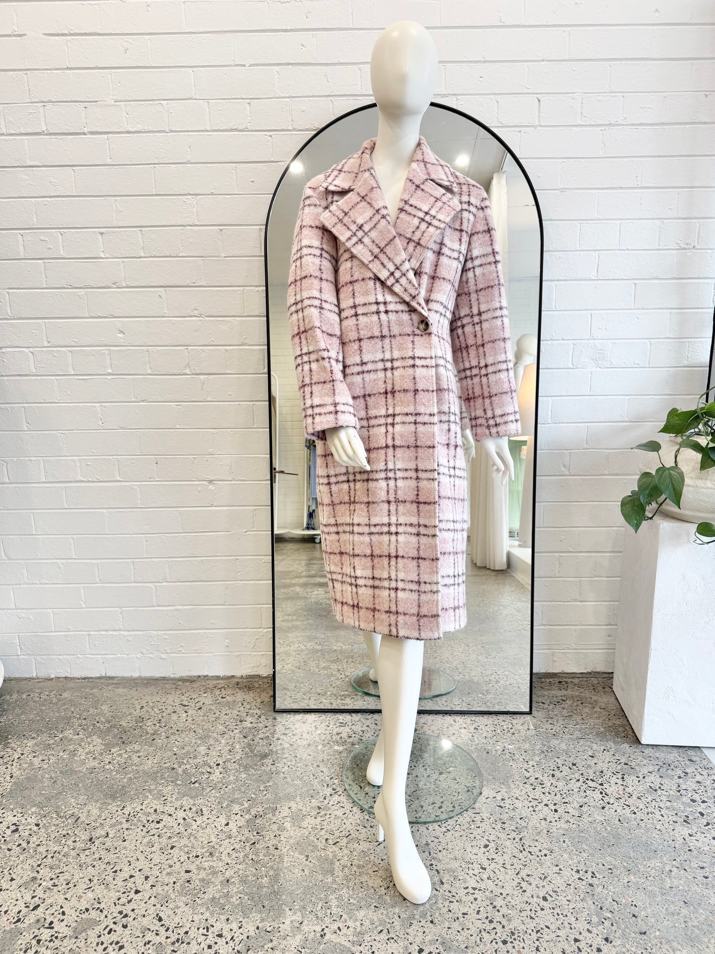 Sportscraft Mariana Check Coat in Pink – Size 12
