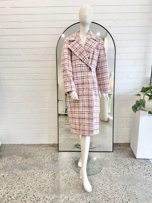 Sportscraft Mariana Check Coat in Pink – Size 12