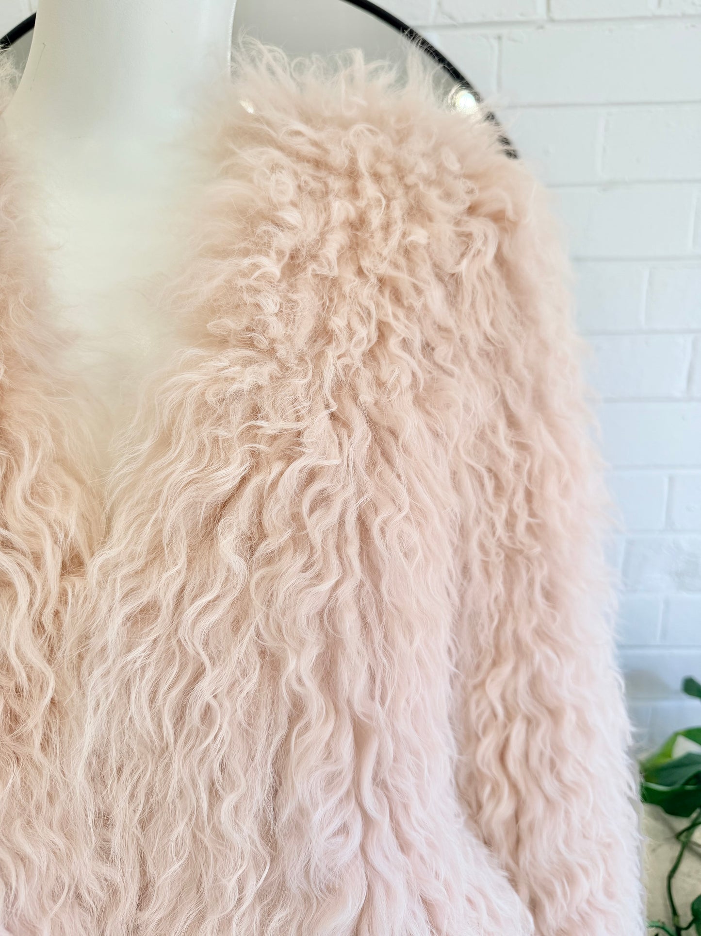 Lilya Shaggy Mongolian Wool Jacket in Blush Pink - Size XS (8-10)